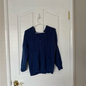 Women's Blue Hooded Cardigan Sweater